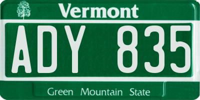 VT license plate ADY835