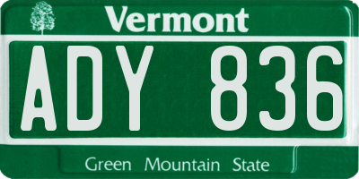 VT license plate ADY836