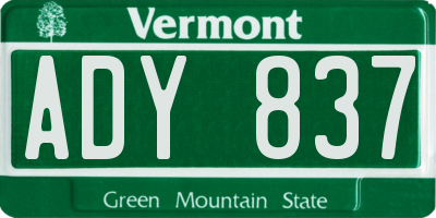 VT license plate ADY837