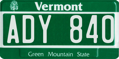 VT license plate ADY840