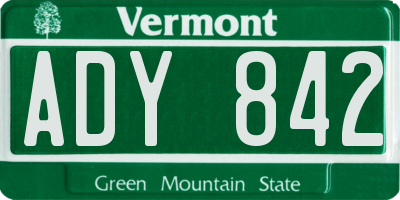 VT license plate ADY842