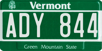 VT license plate ADY844