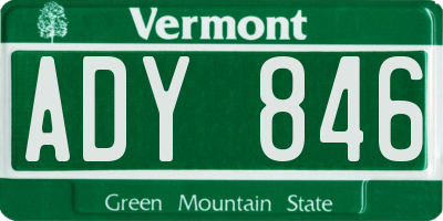VT license plate ADY846