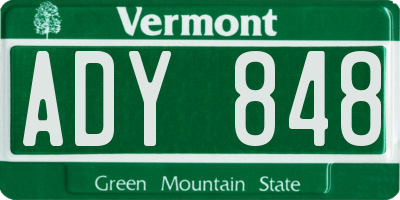 VT license plate ADY848