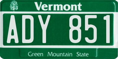VT license plate ADY851