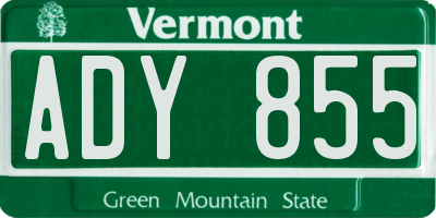 VT license plate ADY855