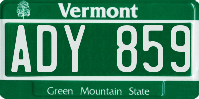 VT license plate ADY859