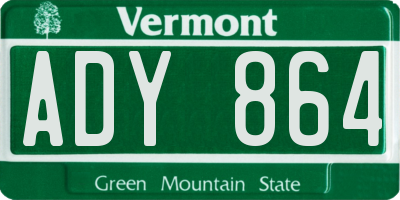 VT license plate ADY864
