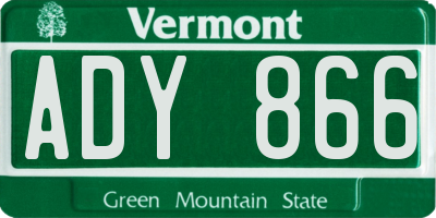 VT license plate ADY866