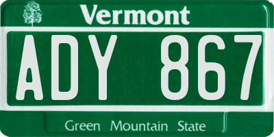 VT license plate ADY867