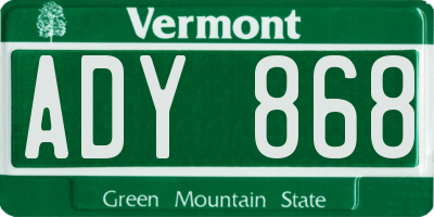 VT license plate ADY868