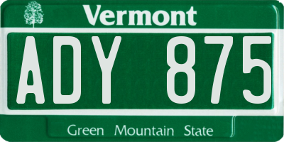 VT license plate ADY875
