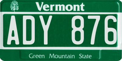 VT license plate ADY876