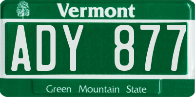 VT license plate ADY877