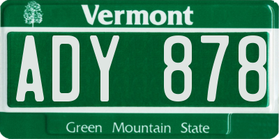 VT license plate ADY878