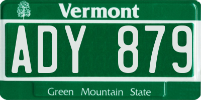 VT license plate ADY879