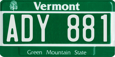VT license plate ADY881