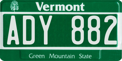 VT license plate ADY882