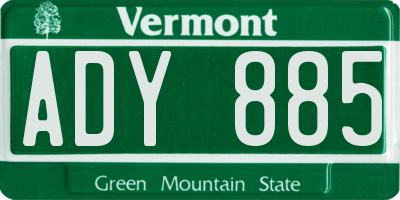 VT license plate ADY885