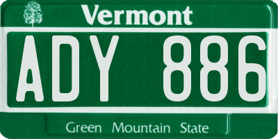 VT license plate ADY886