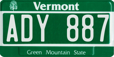 VT license plate ADY887