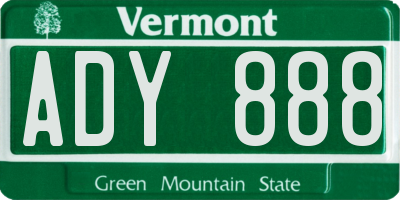 VT license plate ADY888