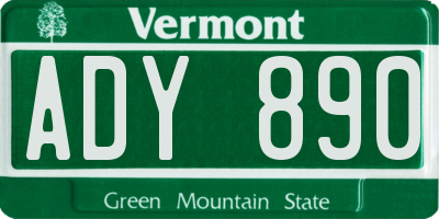 VT license plate ADY890