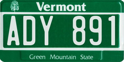 VT license plate ADY891