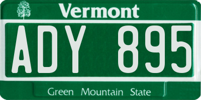 VT license plate ADY895