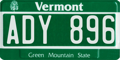 VT license plate ADY896