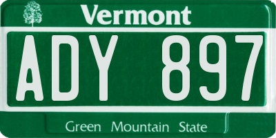 VT license plate ADY897