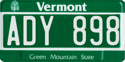 VT license plate ADY898