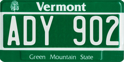 VT license plate ADY902