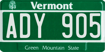 VT license plate ADY905