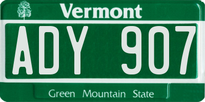 VT license plate ADY907