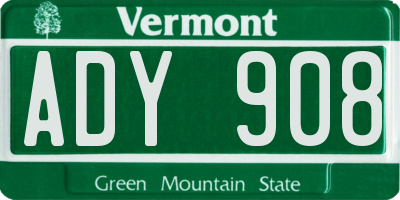 VT license plate ADY908