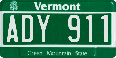 VT license plate ADY911