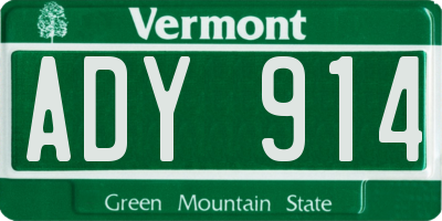 VT license plate ADY914