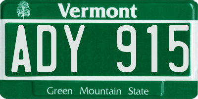 VT license plate ADY915