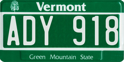 VT license plate ADY918