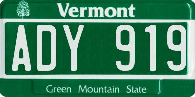 VT license plate ADY919
