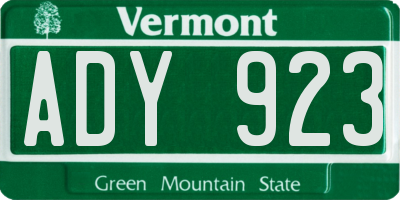 VT license plate ADY923