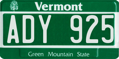 VT license plate ADY925