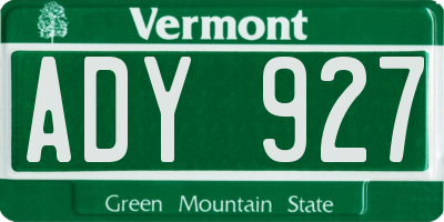 VT license plate ADY927