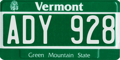 VT license plate ADY928