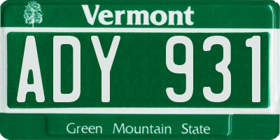 VT license plate ADY931