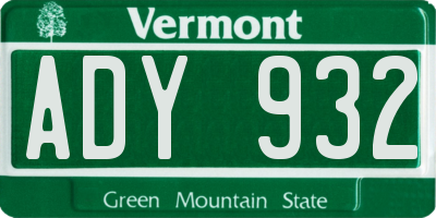 VT license plate ADY932