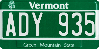 VT license plate ADY935