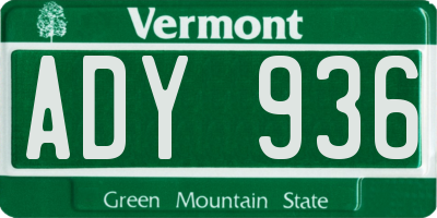 VT license plate ADY936