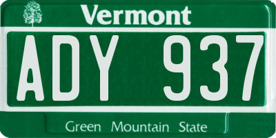 VT license plate ADY937